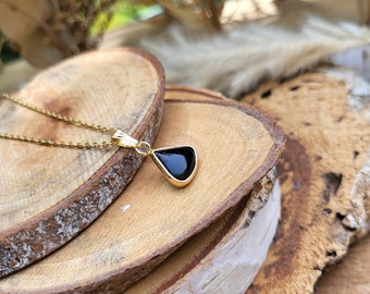 Tourmaline Triangle Necklace Triangle Gold Black Tourmaline Gemstone Necklace