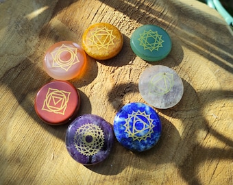 Chakra Stones Gemstones Set 7 Chakras Amethyst Lapis Lazuli Jasper Rock Crystal Aventurine Carnelian Jade