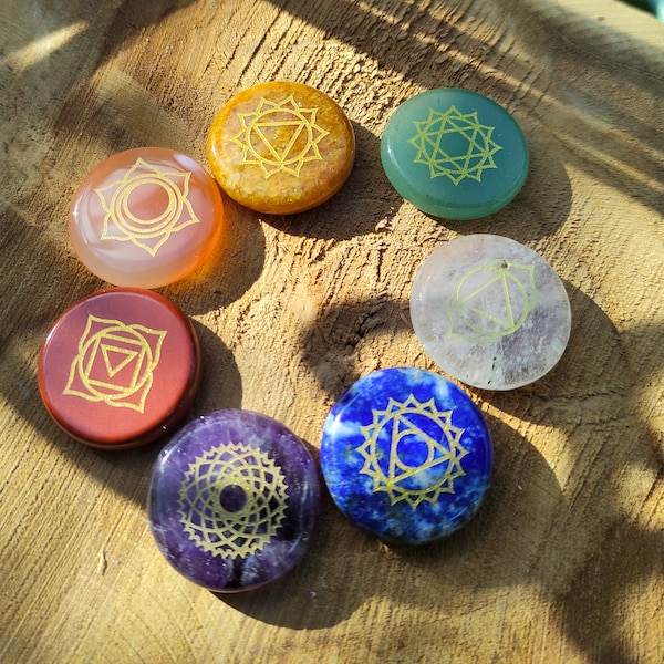 Chakra Stones Gemstones Set 7 Chakras Amethyst Lapis Lazuli Jasper Rock Crystal Aventurine Carnelian Jade