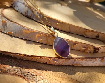 Amethyst teardrop necklace Gold amethyst gemstone necklace