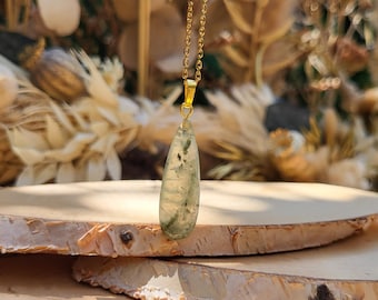 Prehnite drop necklace gold gemstone necklace gemstone