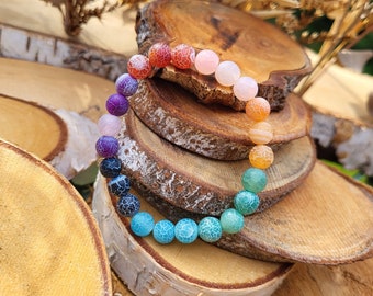 Single piece chakra agate bracelet 8 mm beads 7 chakras