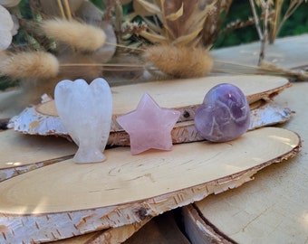 Children's room set amethyst heart rock crystal angel rose quartz star