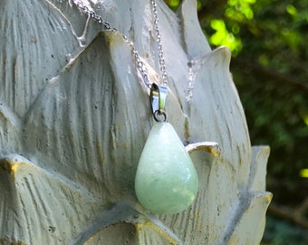 Aventurine Drop Necklace Silver Gemstone Necklace