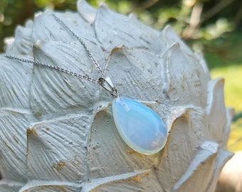 Moonstone Drop Necklace, Silver Gemstone Necklace