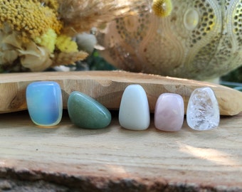 Gemstone set jade rose quartz moonstone rock crystal aventurine gemstones