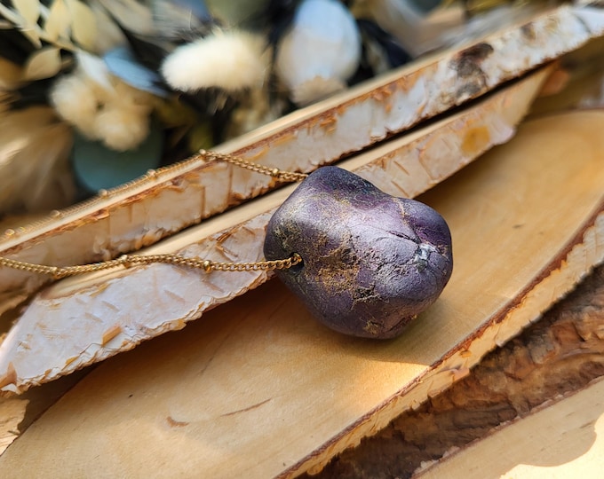 Featured listing image: Purpurite necklace rose gold gemstone necklace unique