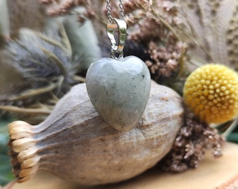 Labradorite Heart Necklace Silver