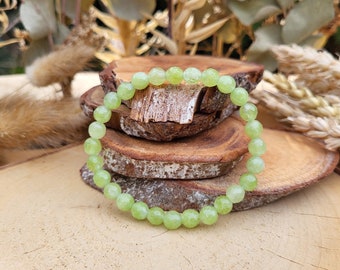 Jade green bracelet 6 mm beads faceted gemstone bracelet