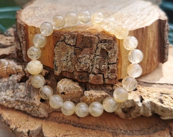 Lotus Citrine Bracelet 8 mm Beads Lotus Cream Gemstone Bracelet