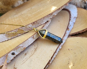 Pyrite Necklace Gold Pen Gemstone Necklace