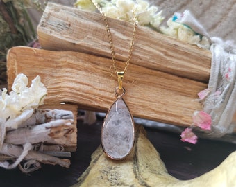 Rock crystal drop necklace gold gemstone necklace