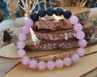 Rose Quartz Jade Lava Bracelet 8 mm Beads Gemstone Bracelet
