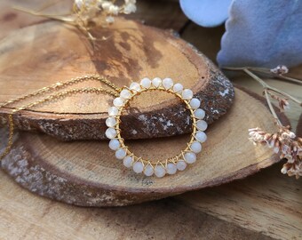 Gemstone Moonstone Necklace Gold Moonstone Gold Necklace Gemstone Necklace