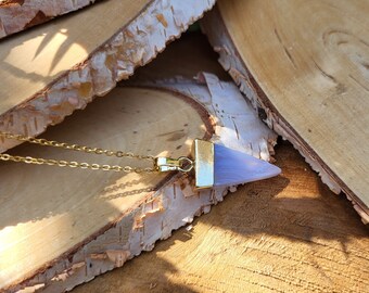 Gemstone Botswana Agate Necklace Triangle Gold
