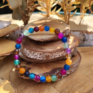 Agate bracelet 6 mm colorful matt beads