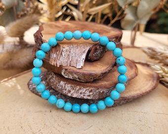 Turquoise Bracelet 6 mm Pearl Gemstone Bracelet
