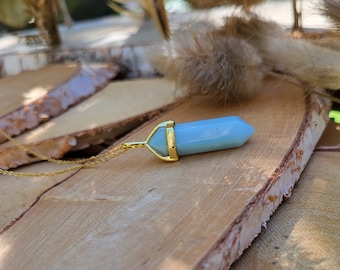 Amazonite pin necklace gold