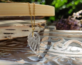 Gemstone Rock Crystal Necklace Gold Rock Crystal Wings Gold Chain Stainless Steel Gold Plated