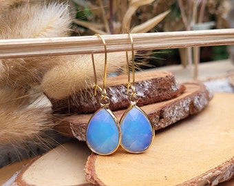 Moonstone earrings gold teardrop gemstone earrings