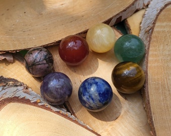 Chakra Stones Gemstones Set Ball Sphere 7 Chakras Amethyst Sodalite Fluorite Carnelian Calcite Tiger Eye Rhodonite