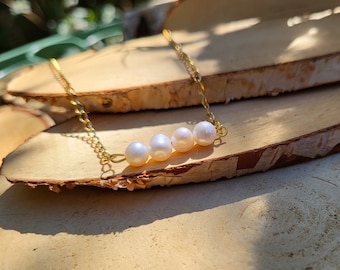 Freshwater pearl necklace Gold freshwater pearl necklace 6 mm pearl necklace