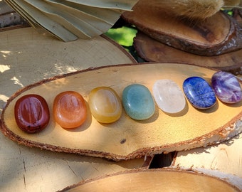 Chakra Worry Stones Gemstones Set 7 Chakras Amethyst Lapis Lazuli Jasper Rock Crystal Aventurine Jade