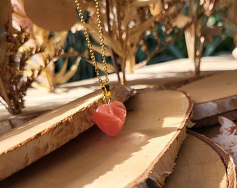 Cherry Quartz Heart Necklace Gold Cherry Quartz Gemstone Necklace