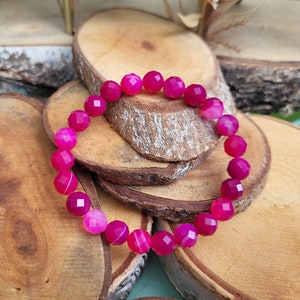 Achat pink Armband 8mm Perlen Edelsteinarmband Lacooni