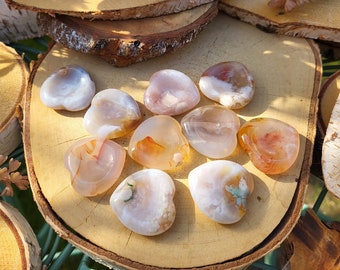 Cherry Blossom Agate Flower Agate Sakura Flower Cherry Worry Stone Heart Gemstone Talisman