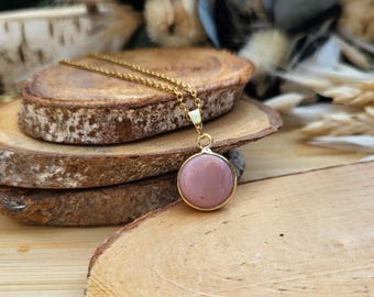Rhodonite necklace gold rhodonite gemstone necklace round gemstone