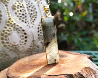 Labradorite Necklace Gold