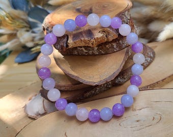 Amethyst Rose Quartz Aquamarine Bracelet 8 mm Pearl Gemstone Bracelet