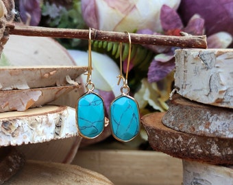 Earrings turquoise earrings gold gemstone earrings life force energy