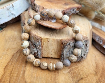 Landscape jasper bracelet matte mindfulness jasper bracelet 8 mm beads