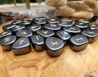 Rune Stones Set Hematite Gold Rune Stones Oracle Stones