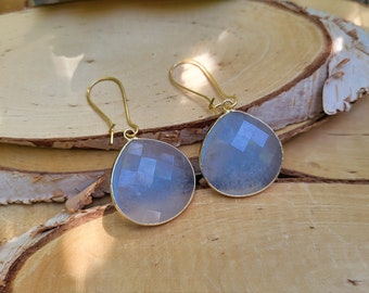 Earrings Aquamarine Earrings Gold Gemstone Earrings