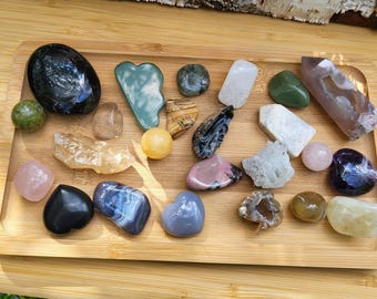 Gemstones Advent Calendar Crystals Carvings Tumbled Stones Geode Heart Cloud Obelisk Ball Christmas Rose Quartz Rock Crystal Tourmaline