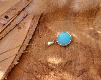 Amazonite Necklace Gold Round Gemstone Necklace