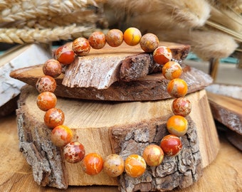 Jasper bracelet 8 mm beads orange mindfulness