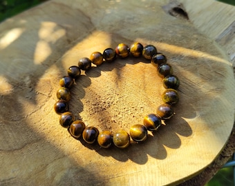 Tiger Eye Bracelet 8mm Beaded Gemstone Bracelet