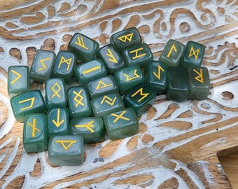 Rune Stones Set Aventurine Gold Runestones Oracle Gemstones Talisman Rune