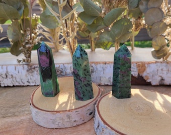 Ruby Zoisite Tower Obelisk Gemstone Palm Stone Point Yoga Chakra Reiki