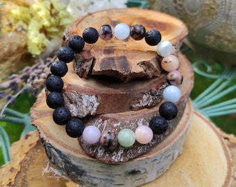 Diffuser Morganite Rhodonite Opal Lava Bracelet Mala Bracelet Essential Oil 8 mm