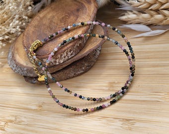 Tourmaline choker necklace, colorful tourmaline short necklace, gold delicate necklace, filigree crystal pearl choker