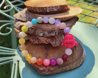 Buddha Bracelet Rose Quartz Rhodonite Jade Agate Jasper Aventurine Sunstone Aquamarine Citrine 8 mm Mala Bracelet