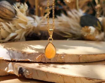 Jade drop necklace orange gold gemstone necklace