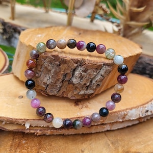 Tourmaline bracelet 6 mm colorful tourmaline