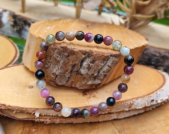 Tourmaline bracelet 6 mm colorful tourmaline