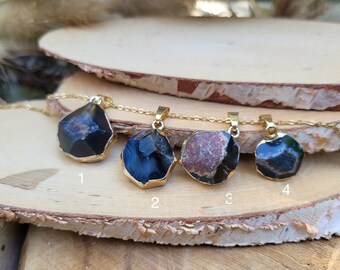 Agate Necklace Gold Gemstone Necklace